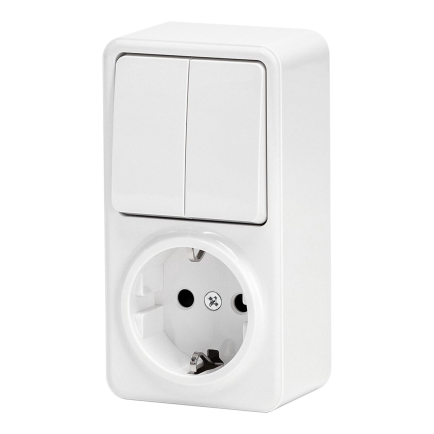 Aigostar - Haus-Schalter 2P mit Steckdose 1x10A/250V SCHUKO