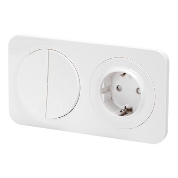Aigostar - Interrupteur double n° 5 et prise Schuko 230 V avec cadre blanc