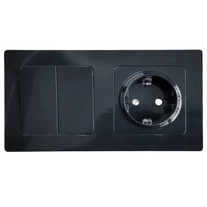 Aigostar - Interrupteur double n° 5 et prise SCHUKO 230 V avec cadre noir