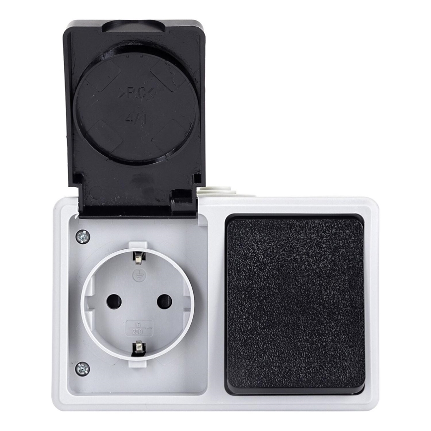 Aigostar - Interruttore da esterno 1P con presa 1x16A/250V IP54