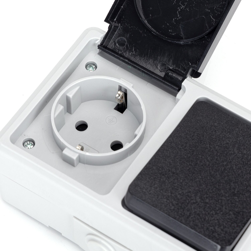 Aigostar - Interruttore da esterno 1P con presa 1x16A/250V IP54