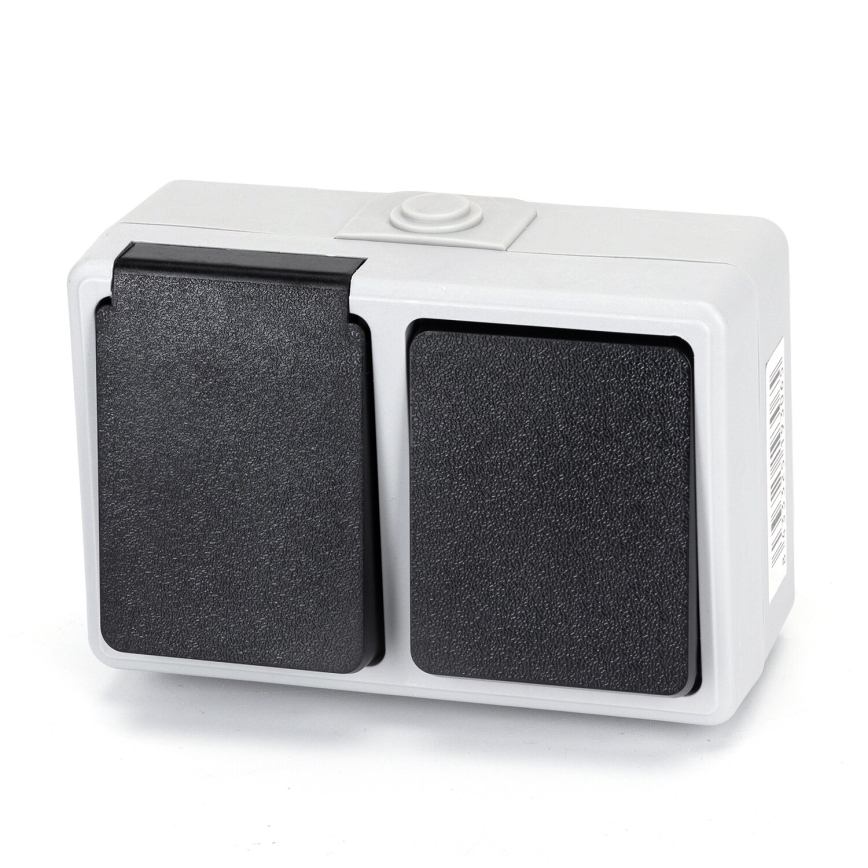 Aigostar - Interruttore da esterno 1P con presa 1x16A/250V IP54