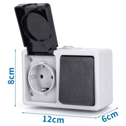 Aigostar - Interruttore da esterno 1P con presa 1x16A/250V IP54