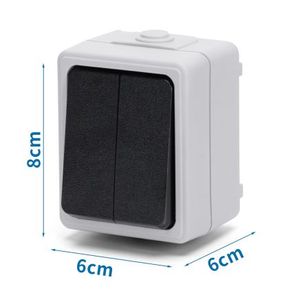 Aigostar - Interruttore domestico a 2 pulsanti per corrente alternata IP54