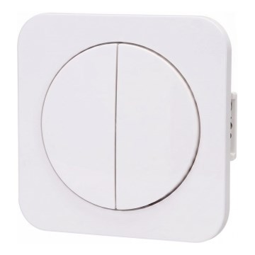 Aigostar - Interruttore doppio con cornice n. 5, bianco