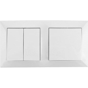 Aigostar - Interruttore doppio n. 6+6 e interruttore singolo n. 1 con cornice bianca
