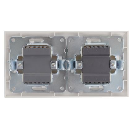 Aigostar - Interruttore doppio n. 6+6 e interruttore singolo n. 1 con cornice bianca