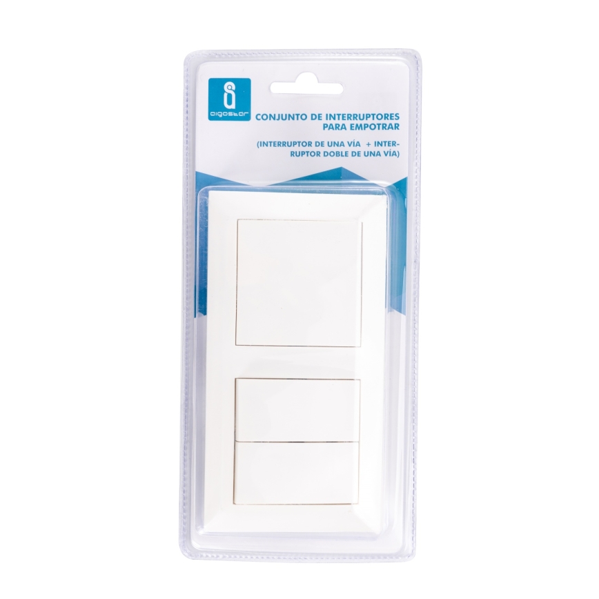 Aigostar - Interruttore doppio n. 6+6 e interruttore singolo n. 1 con cornice bianca