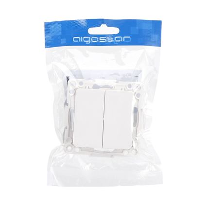 Aigostar - Interruttore doppio senza cornice, modello 6+6, bianco