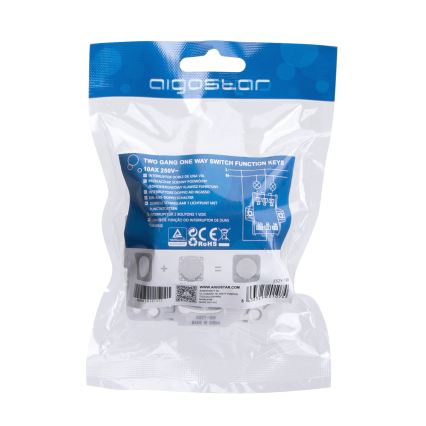Aigostar - Interruttore doppio senza cornice n. 5 argento