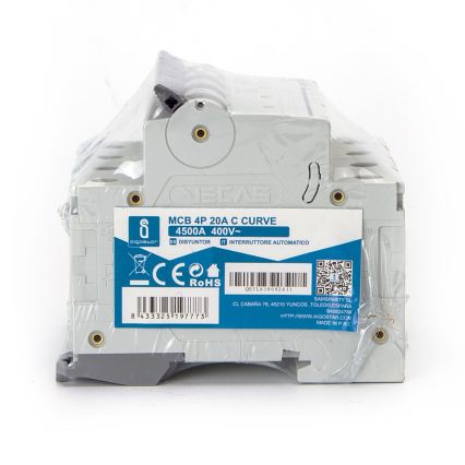 Aigostar - Interruttore magnetotermico 4 poli 4P-20A-C 400V