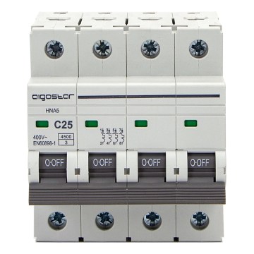 Aigostar - Interruttore magnetotermico 4 poli 4P-25A-C 400V