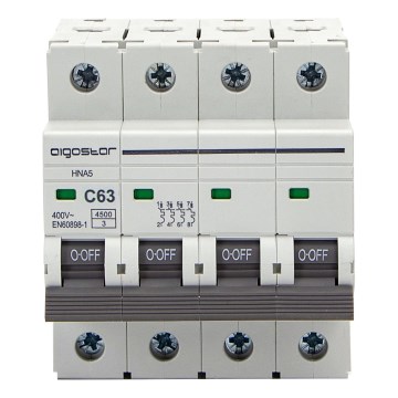 Aigostar - Interruttore magnetotermico 4 poli 4P-63A-C 400V