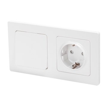 Aigostar - Interruttore singolo n. 1 e presa SCHUKO 250V con cornice bianca
