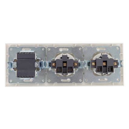 Aigostar - Interruttore triplo n. 3 e 2 prese Schuko 230 V con cornice, bianco