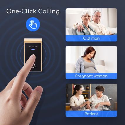 Aigostar - Funkklingel für Steckdose 230V/12V IP44 schwarz