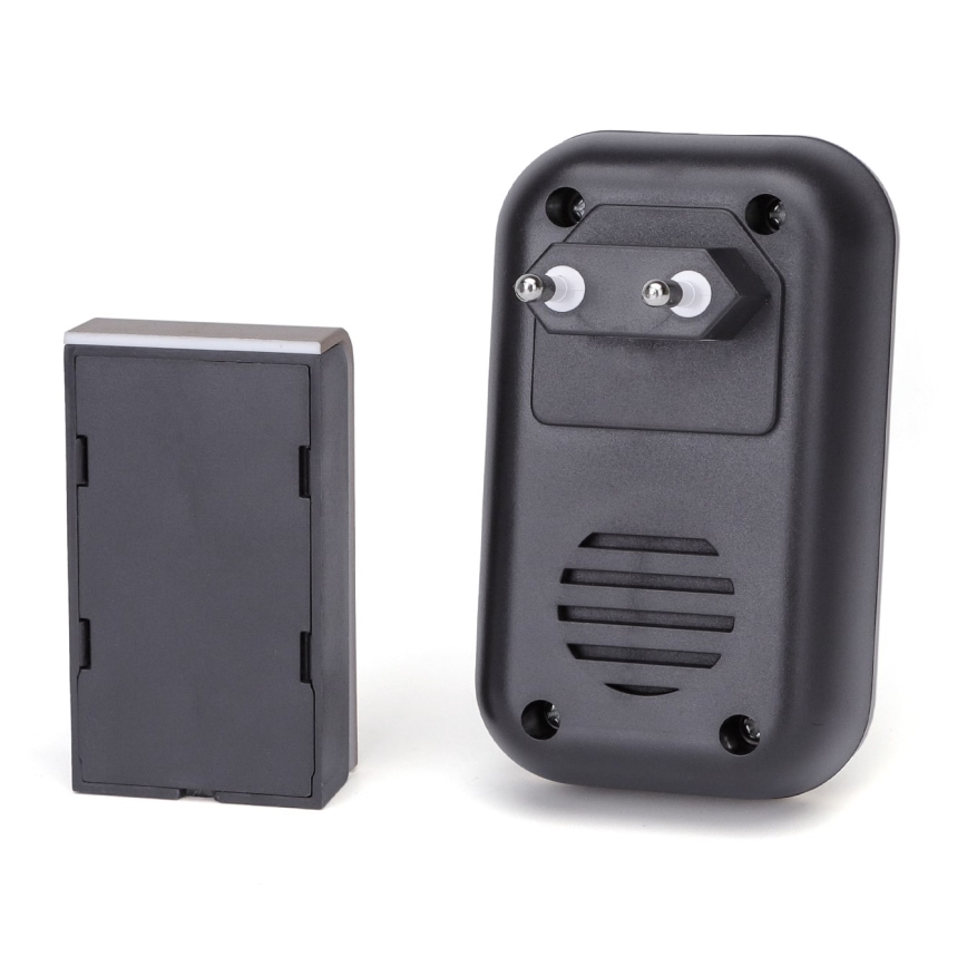 Aigostar - Funkklingel für Steckdose 230V/12V IP44 schwarz