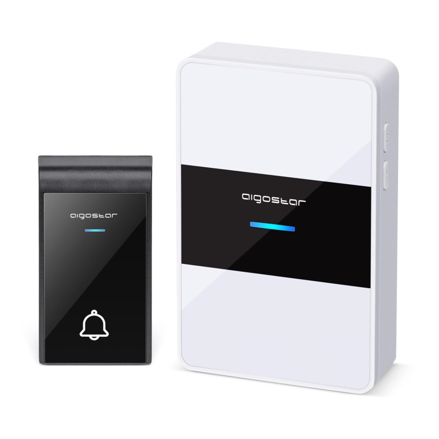Aigostar - Kabellose Türklingel 3xAA IP44 schwarz/weiß