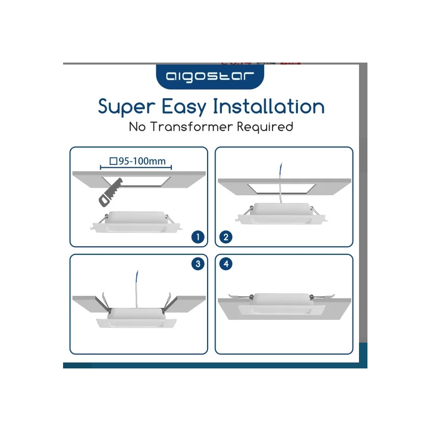 Aigostar - Lampada da incasso LED/6W/230V 3000K 12x12 cm bianca
