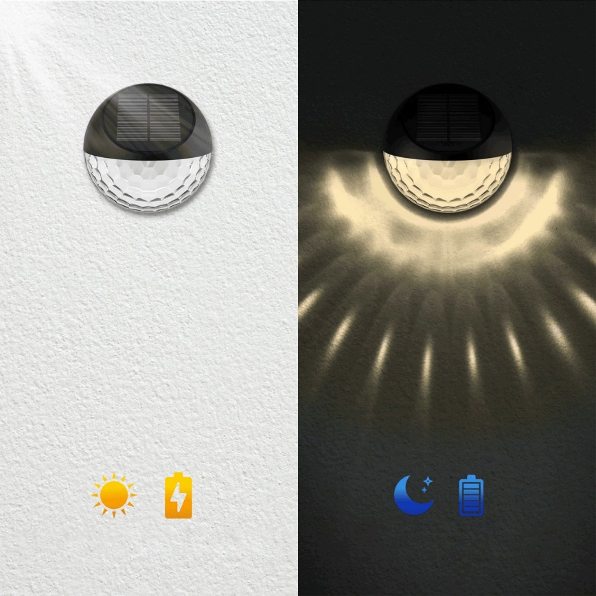 Aigostar - Lampada da parete solare LED RGB LED/2W/1,2V 300 mAh nero IP44