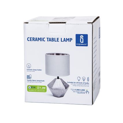 Aigostar - Lampada da tavolo 1xE14/40W/230V argento/bianco