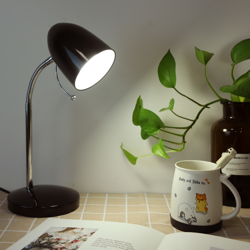 Aigostar - Lampada da tavolo 1xE27/36W/230V nero/cromo lucido