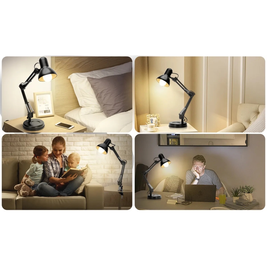Aigostar - Lampada da tavolo 2in1 1xE27/40W/230V nero