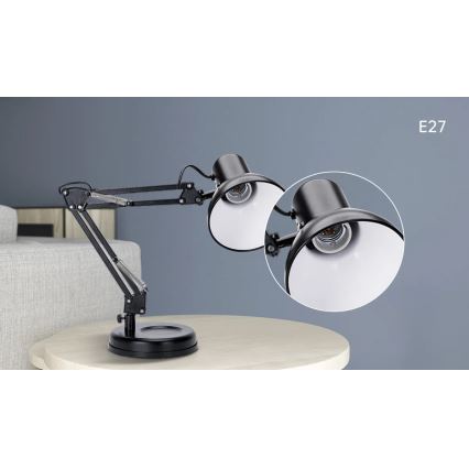 Aigostar - Lampada da tavolo 2in1 1xE27/40W/230V nero