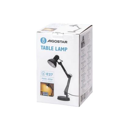 Aigostar - Lampada da tavolo 2in1 1xE27/40W/230V nero