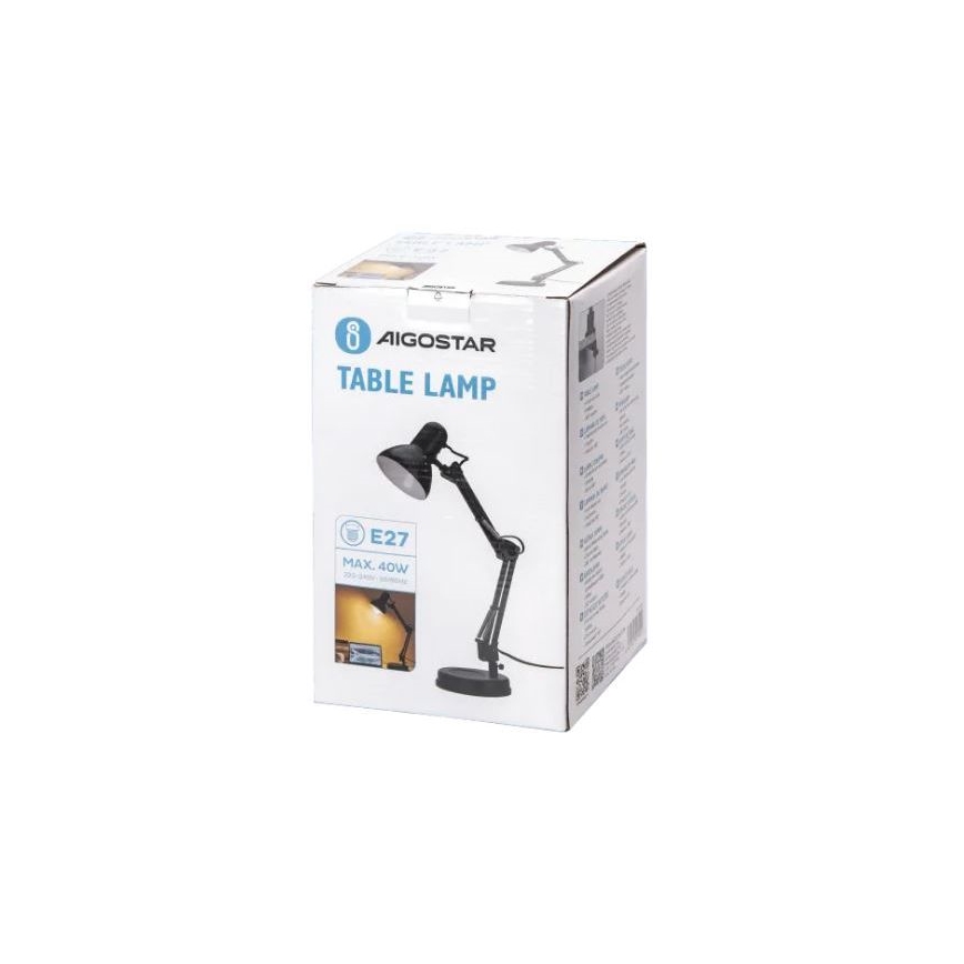 Aigostar - Lampada da tavolo 2in1 1xE27/40W/230V nero
