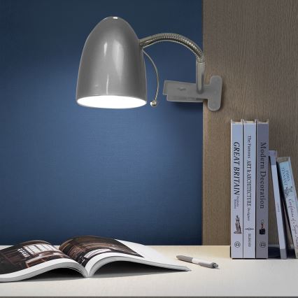 Aigostar -  Lampada da tavolo con morsetto 1xE27/11W/230V argento/cromo lucido