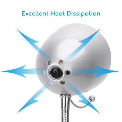 Aigostar -  Lampada da tavolo con morsetto 1xE27/11W/230V argento/cromo lucido