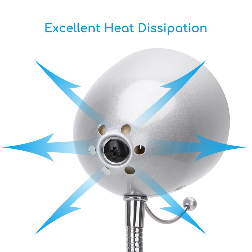 Aigostar -  Lampada da tavolo con morsetto 1xE27/11W/230V argento/cromo lucido