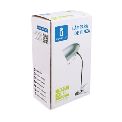 Aigostar -  Lampada da tavolo con morsetto 1xE27/11W/230V argento/cromo lucido