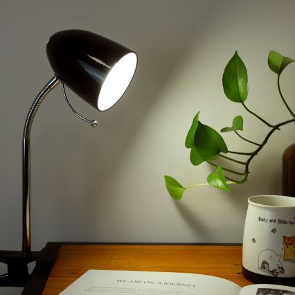 Aigostar -  Lampada da tavolo con morsetto 1xE27/11W/230V nero/cromo lucido