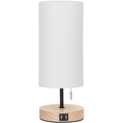 Aigostar - Lampada da tavolo con porta USB 1xE27/40W/230V beige