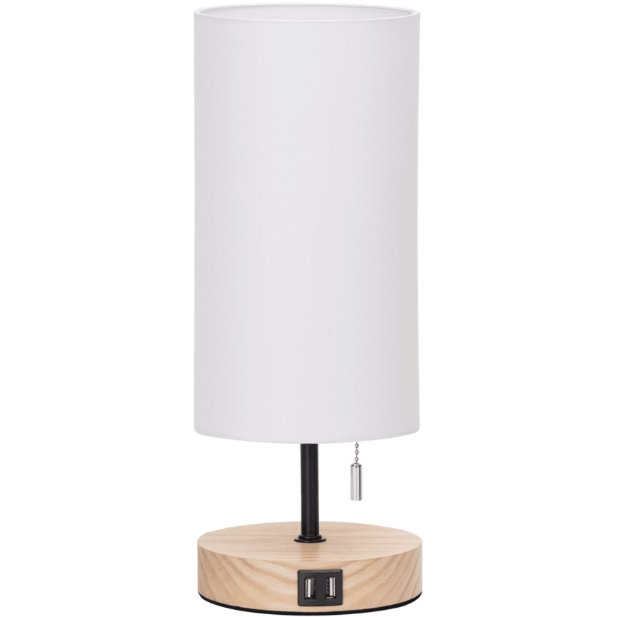 Aigostar - Lampada da tavolo con porta USB 1xE27/40W/230V beige