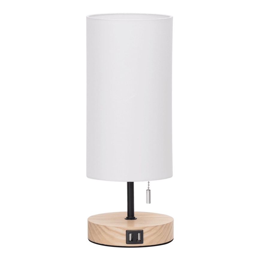 Aigostar - Lampada da tavolo con porta USB 1xE27/40W/230V beige