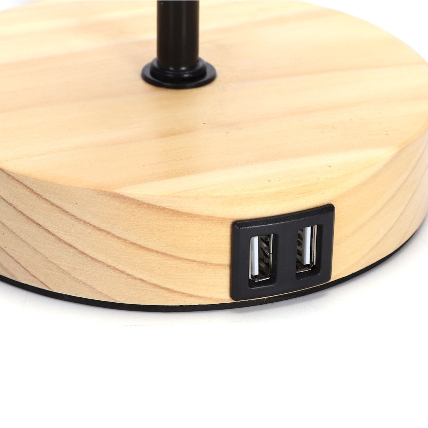Aigostar - Lampada da tavolo con porta USB 1xE27/40W/230V nera/crema