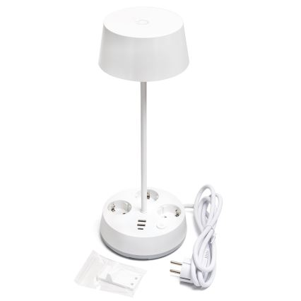 Aigostar - Lampada da tavolo dimmerabile con prese e USB LED/4,6W/230V 3000/4000/6500K bianca