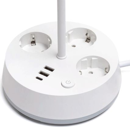 Aigostar - Lampada da tavolo dimmerabile con prese e USB LED/4,6W/230V 3000/4000/6500K bianca