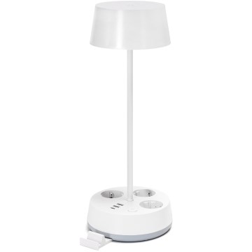 Aigostar - Lampada da tavolo dimmerabile con prese e USB LED/4,6W/230V 3000/4000/6500K bianca