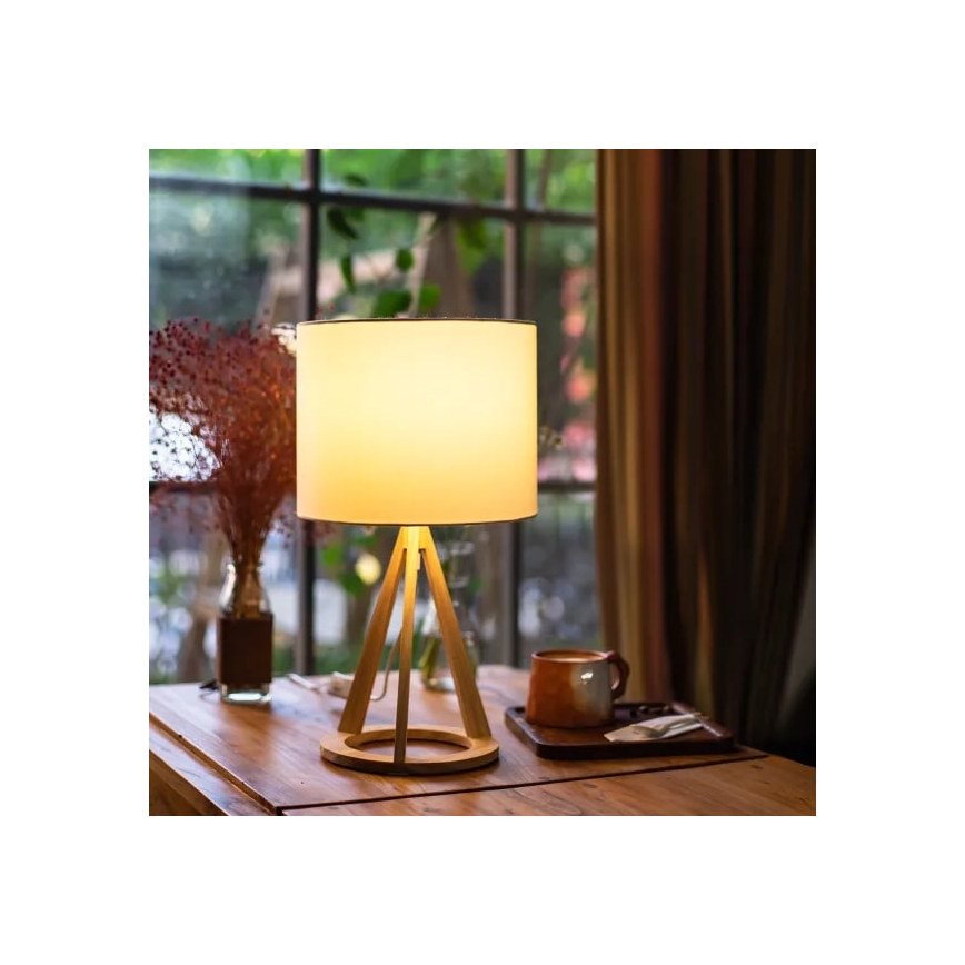 Aigostar - Lampada da tavolo in legno di pino 1xE27/60W/230V