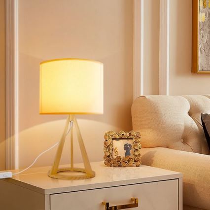 Aigostar - Lampada da tavolo in legno di pino 1xE27/60W/230V