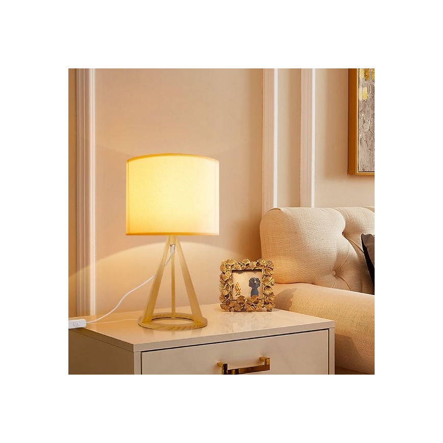 Aigostar - Lampada da tavolo in legno di pino 1xE27/60W/230V