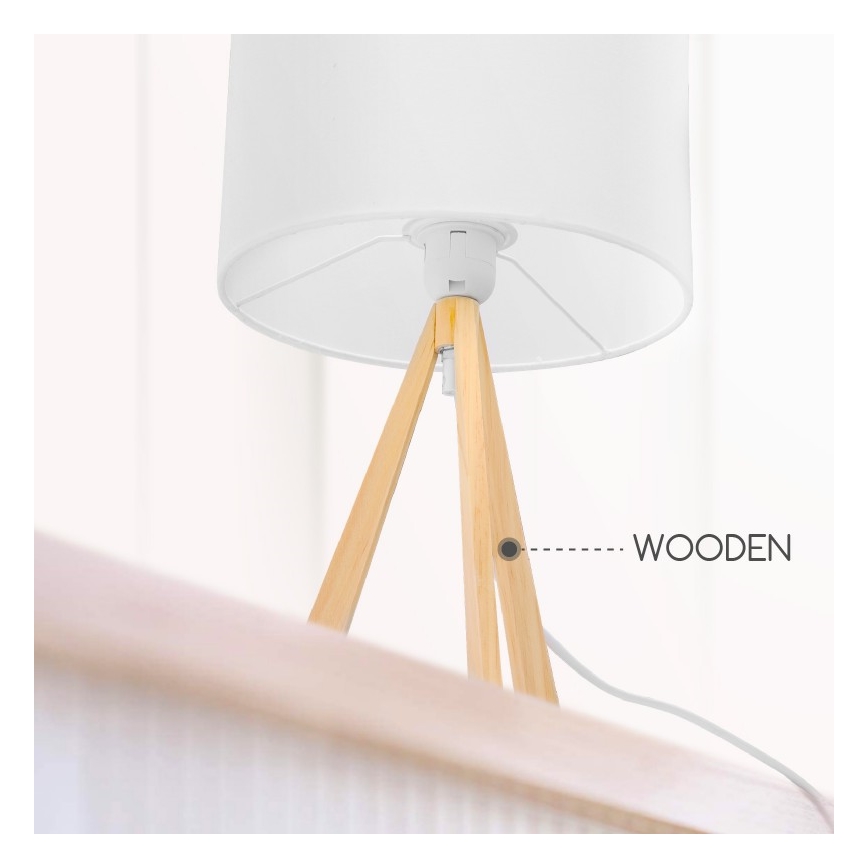 Aigostar - Lampada da tavolo in legno di pino 1xE27/60W/230V