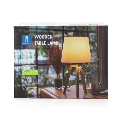 Aigostar - Lampada da tavolo in legno di pino 1xE27/60W/230V