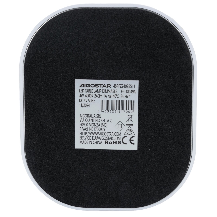 Aigostar - Lampada da tavolo LED dimmerabile LED/4W/5V 4000K