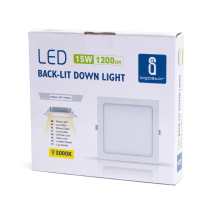 Aigostar - Lampada LED da incasso LED/15W/230V 17,5x17,5 cm 3000K bianco