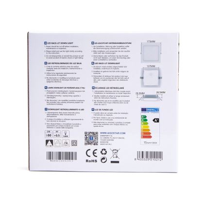 Aigostar - Lampada LED da incasso LED/15W/230V 17,5x17,5 cm 3000K bianco